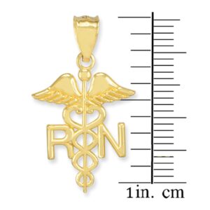 American Heroes Polished 14k Yellow Gold Caduceus RN Charm Registered Nurse Pendant