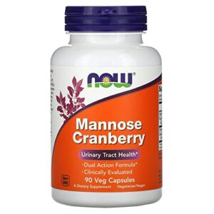 now supplements, mannose cranberry, dual action formula*, clinically evaluated, urinary tract health*, 90 veg capsules