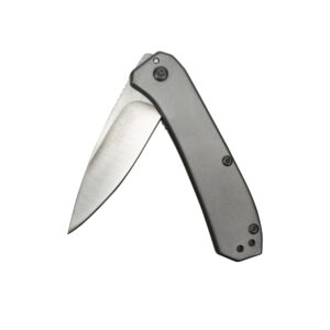 kershaw amplitude 2.5 pocketknife, 2.5" 8cr13mov stainless steel drop point plain edge blade, compact folding edc, assisted opening with flipper,grey