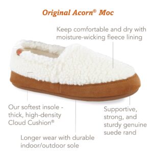 Acorn Women's Moc Slippers with Comfortable Cloud-Like Feel, Soft and Cozy Uppers and Non-Slip Sole, Buff Popcorn, 8-9