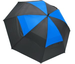 proactive sports 62” wind-cheater vented double canopy windproof golf umbrella (black/blue)