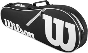 wilson advantage ii triple tennis racket bag - black/white, holds up to 3 rackets