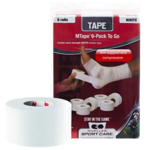 mueller athletic tape, 1.5" x 10yd roll, white, 6 pack