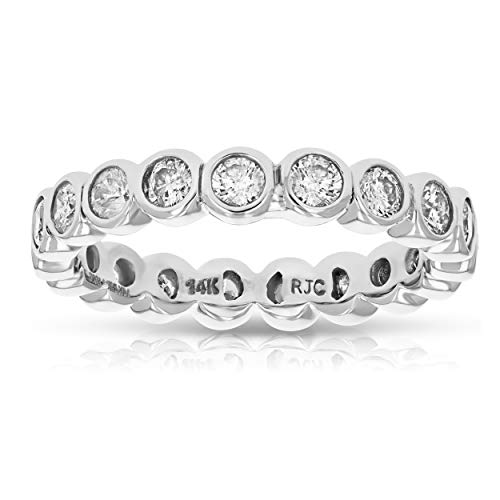 VIR JEWELS 1.50 cttw Diamond Eternity Ring for Women, Wedding Band in 14K White Gold Bezel Set, Size 7