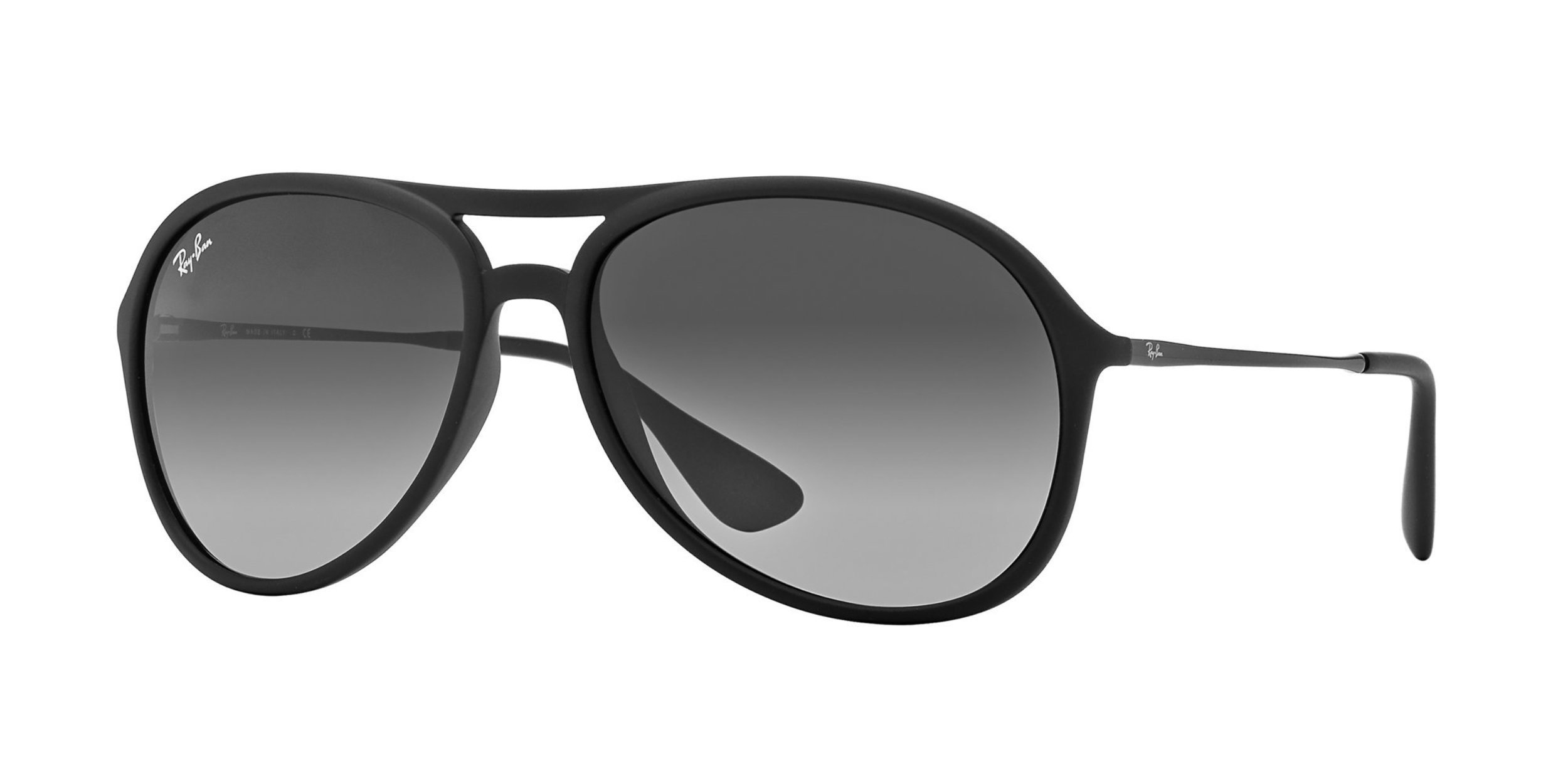 Ray-Ban Men's RB4201 Alex Square Sunglasses, Rubber Black/Light Grey Gradient Dark Grey, 59 mm