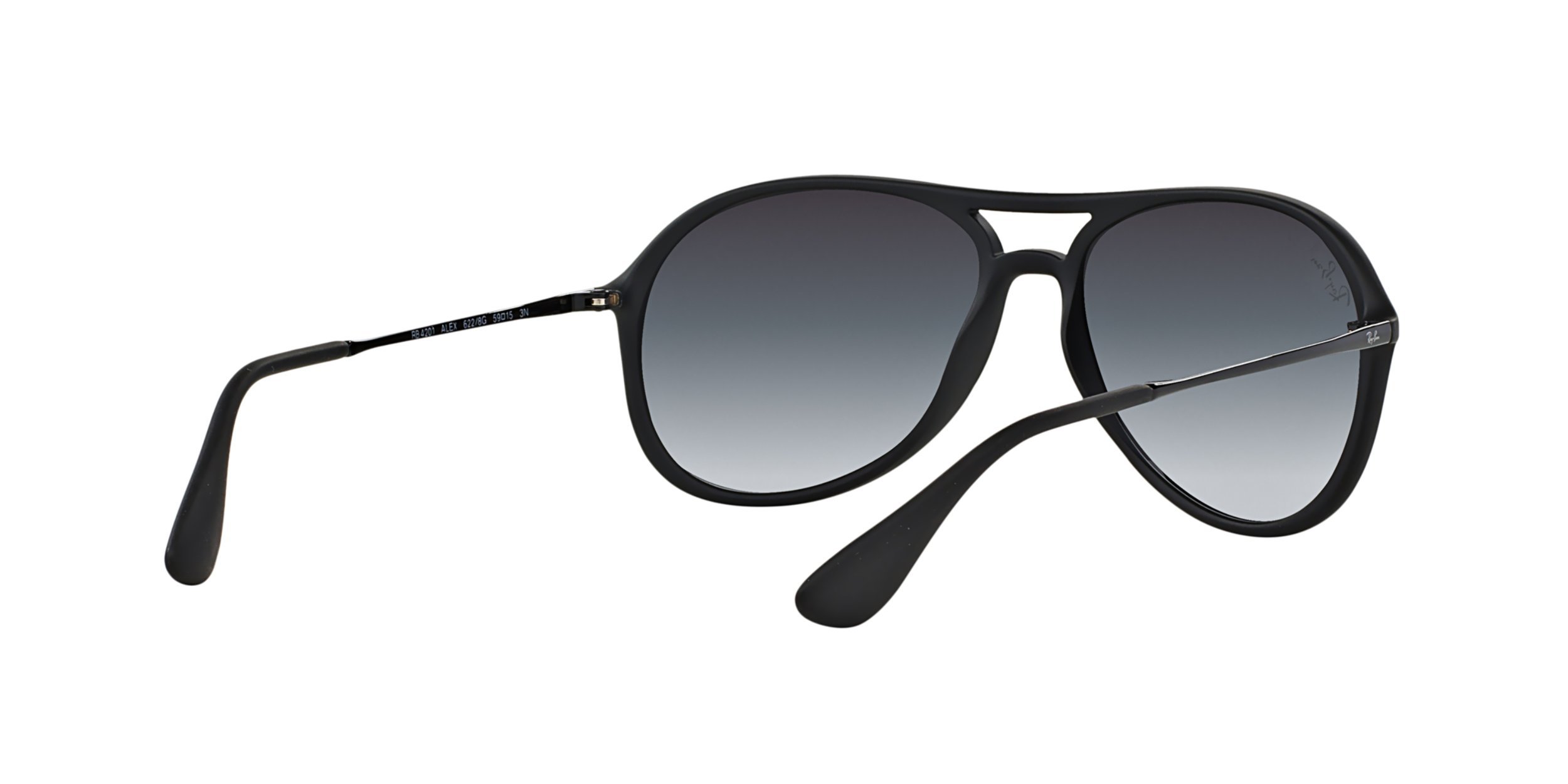 Ray-Ban Men's RB4201 Alex Square Sunglasses, Rubber Black/Light Grey Gradient Dark Grey, 59 mm