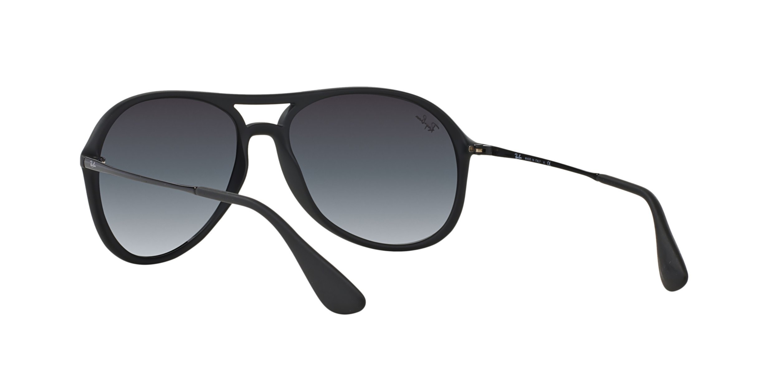 Ray-Ban Men's RB4201 Alex Square Sunglasses, Rubber Black/Light Grey Gradient Dark Grey, 59 mm