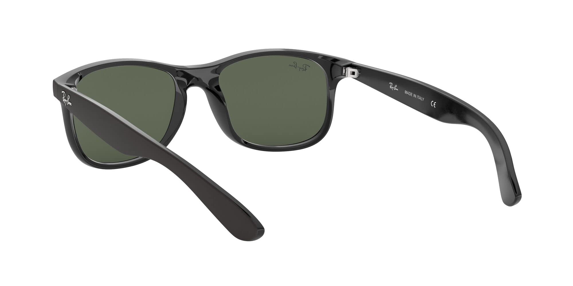 Ray-Ban RB4202 Andy Rectangular Sunglasses, Matte Black On Black/Dark Green, 55 mm