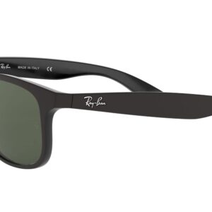 Ray-Ban RB4202 Andy Rectangular Sunglasses, Matte Black On Black/Dark Green, 55 mm