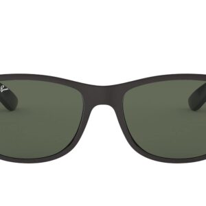 Ray-Ban RB4202 Andy Rectangular Sunglasses, Matte Black On Black/Dark Green, 55 mm