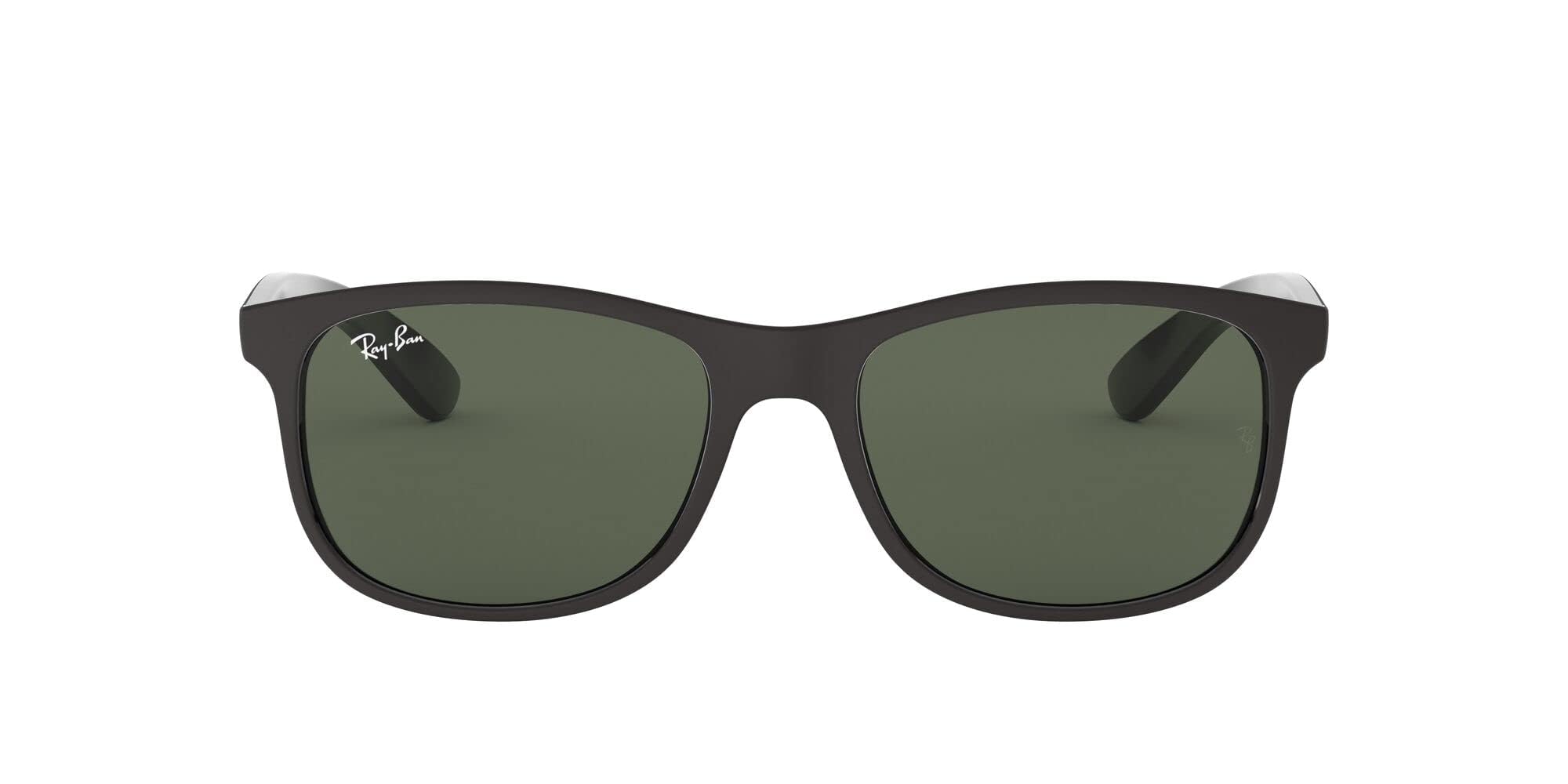 Ray-Ban RB4202 Andy Rectangular Sunglasses, Matte Black On Black/Dark Green, 55 mm