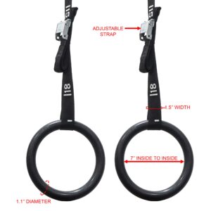 Valor Fitness GRA-2 ABS Plastic Gymnastic Rings with Adjustable Straps (Set of 2) – Promotes Muscular Physique and Improves Performance in Cross Training, Gymnastics, and Strength Training