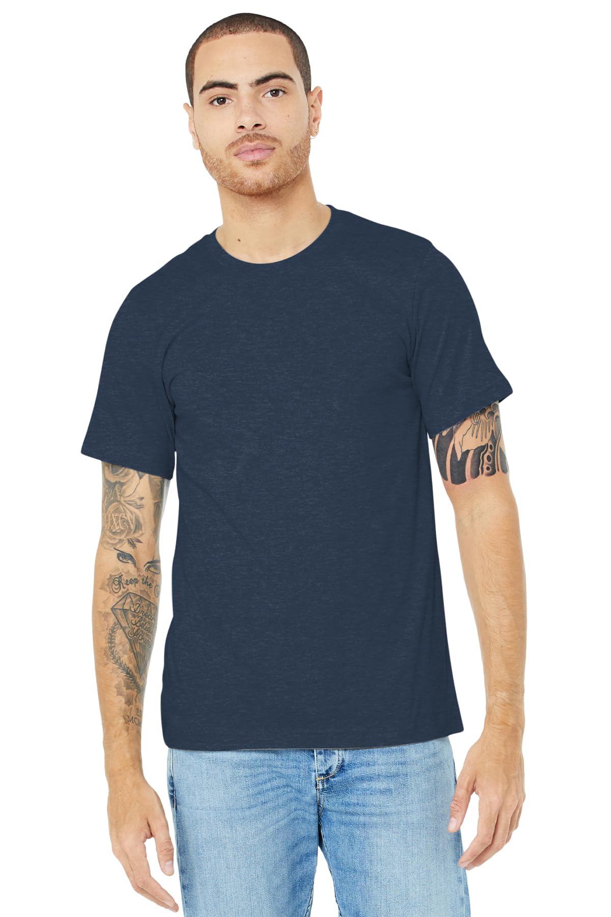 Bella+Canvas Unisex Jersey Short Sleeve Tee, Heather Navy, X-Large