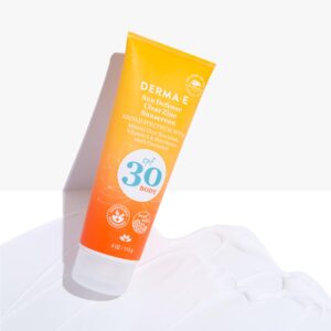 DERMA E Sun Defense Mineral Sunscreen SPF 30 Body – Broad Spectrum Sun Cream – Fragrance Free Zinc Oxide and Titanium Dioxide Aging Reducing Protection, 4 Oz