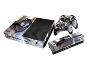 protective vinyl decal skin/stickers wrap for xbox one console+ 2 controllers+kinect-wolf animal