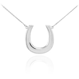 925 Sterling Silver Lucky Horseshoe Pendant Necklace, 16"