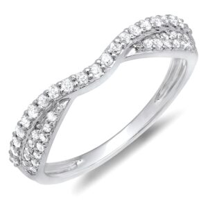 dazzlingrock collection 0.36 carat (ctw) 10k round diamond stackable wedding band for women 1/3 ct, white gold, size 5