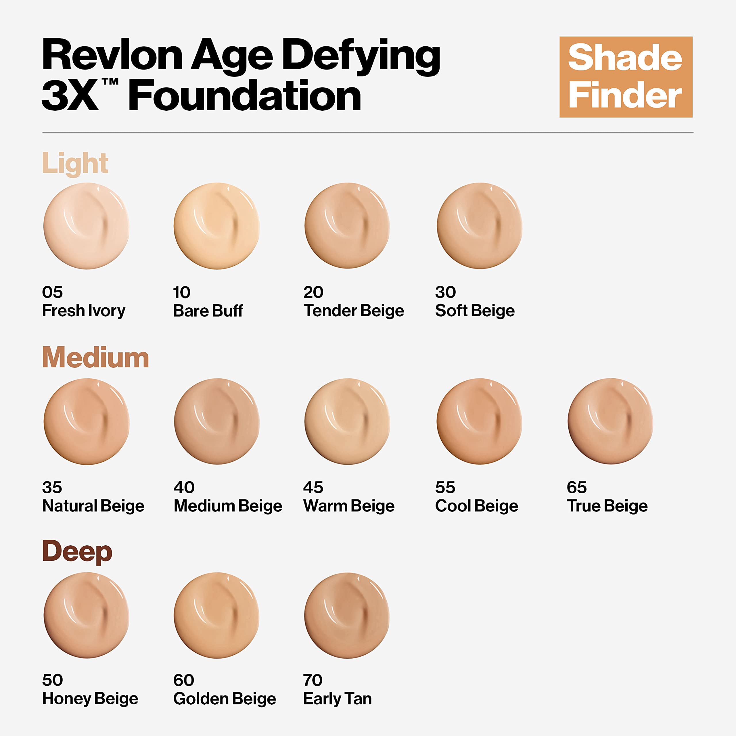 Revlon Liquid Foundation, Age Defying 3XFace Makeup, Anti-Aging and Firming Formula, SPF 30, Longwear Medium Buildable Coverage with Natural Finish, 030 Soft Beige, 1 Fl Oz