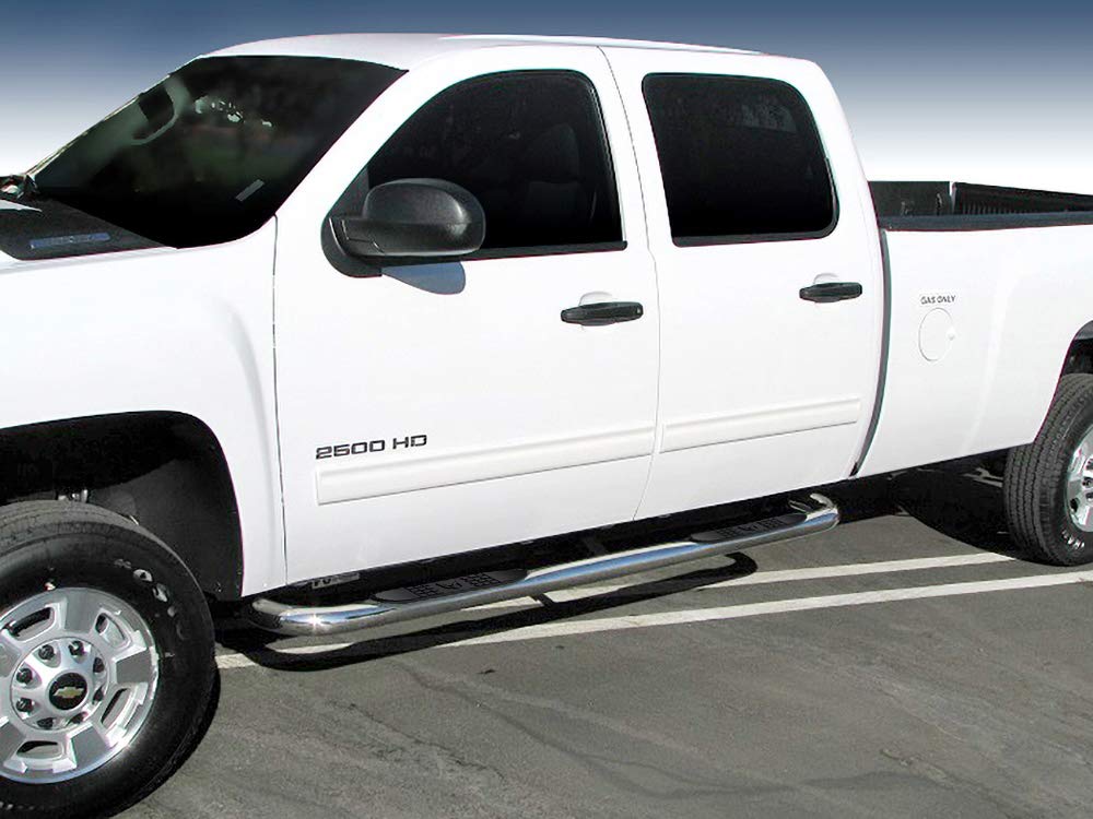 MaxMate 3" Nerf Bars Compatible with 2001-2018 Chevy Silverado GMC Sierra 1500; 2001-2019 2500 3500HD (Exclude SS) | Crew Cab | WB2C34707 | Side Step Rails Running Boards