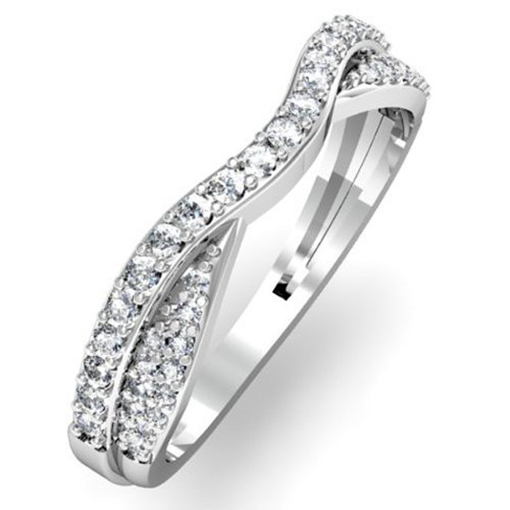 Dazzlingrock Collection 0.36 Carat (ctw) 18k Round Diamond Stackable Wedding Band for Women 1/3 CT, White Gold, Size 6