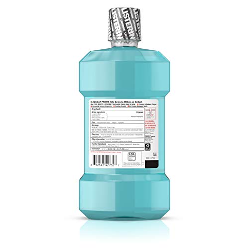 Listerine Cool Mint Antiseptic Mouthwash for Bad Breath, Plaque and Gingivitis, 1 l ( Pack of 3)