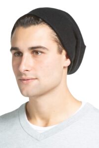 fishers finery men's 100% pure cashmere slouchy beanie - black