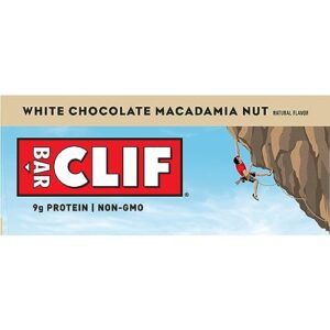 Clif Bar - White Chocolate Macadamia Nut Flavor - Made with Organic Oats - 9g Protein - Non-GMO - Plant Based - Energy Bars - 2.4 oz. (6 Pack)