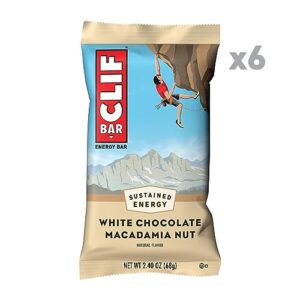 Clif Bar - White Chocolate Macadamia Nut Flavor - Made with Organic Oats - 9g Protein - Non-GMO - Plant Based - Energy Bars - 2.4 oz. (6 Pack)