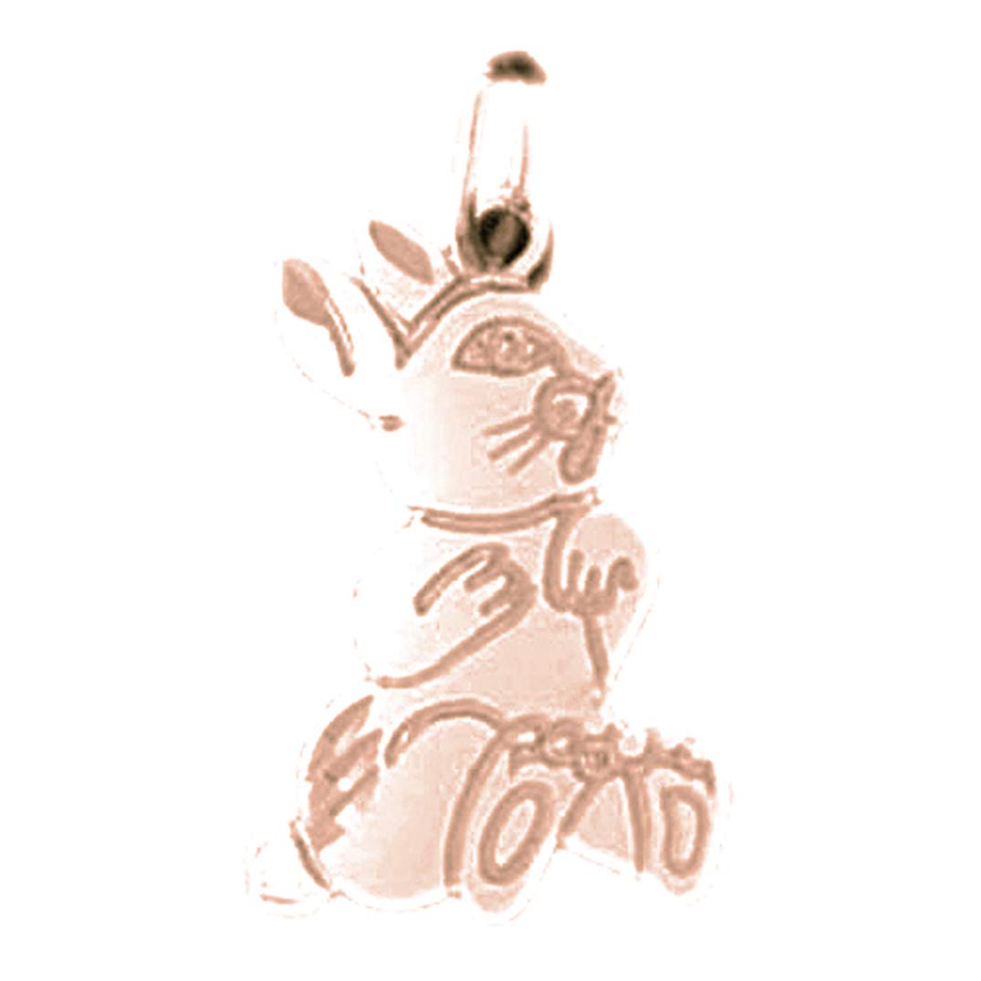 Jewels Obsession Solid 14K Rose Gold Rabbit Pendant - 20 mm