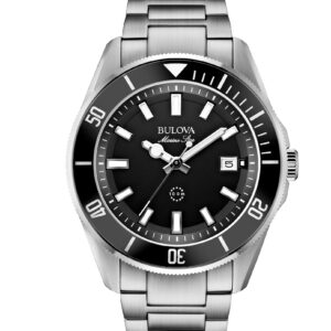 Bulova Men's Marine Star 'Series B' Stainless Steel 3-Hand Calendar Quartz Watch, Black Dial Style: 98B203