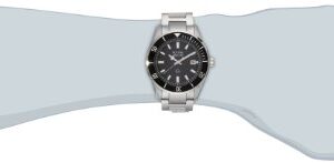 Bulova Men's Marine Star 'Series B' Stainless Steel 3-Hand Calendar Quartz Watch, Black Dial Style: 98B203