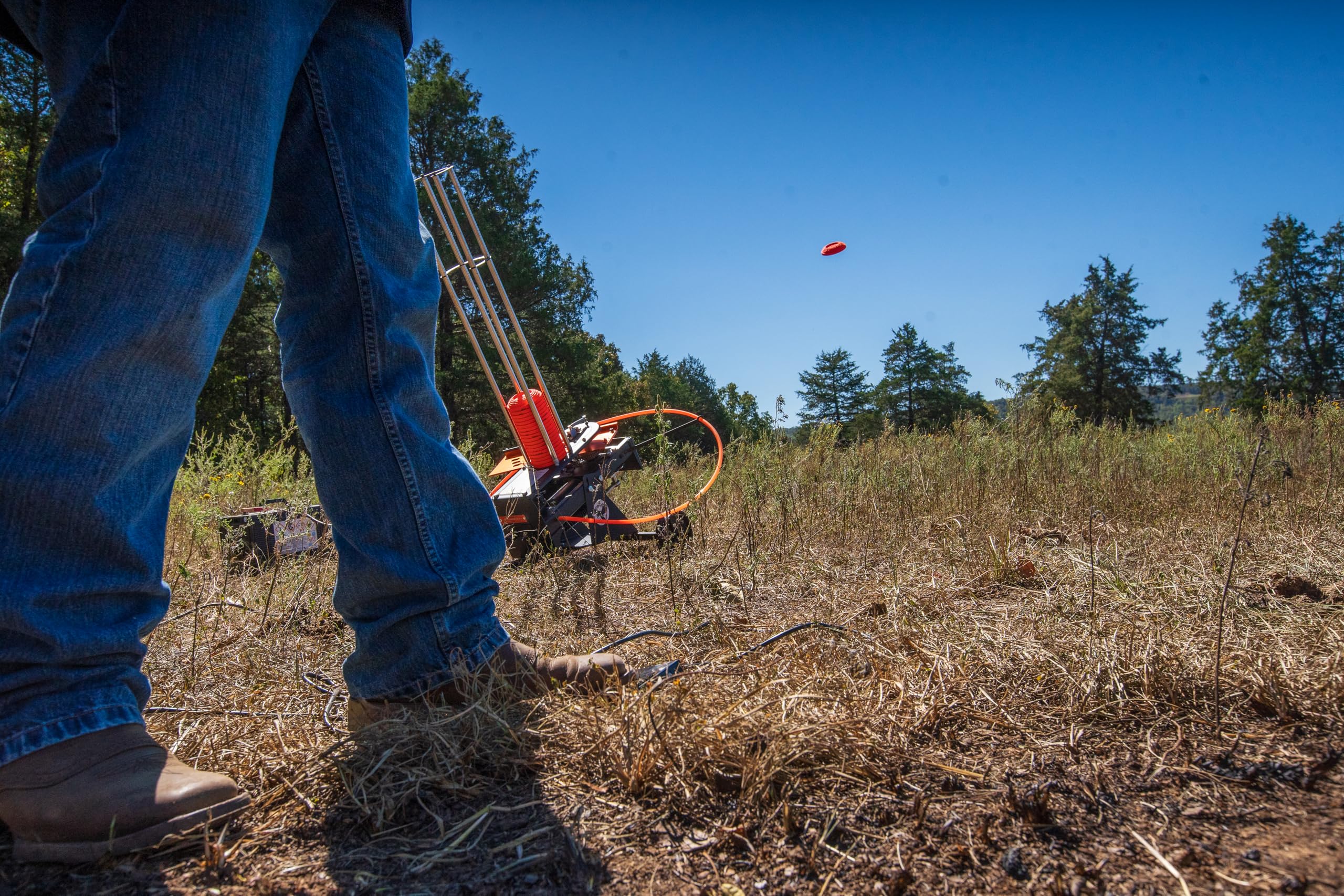 Do All Outdoors Raven Clay Pigeon Thrower with 25' Foot Pedal, Holds 75 Clays