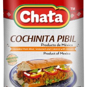 Chata Cochinita Pibil Can | Shredded, Annato Seasoned Pork Meat | Ready-to-Eat | No Preservatives | 14.1 Ounce (Pack of 1)