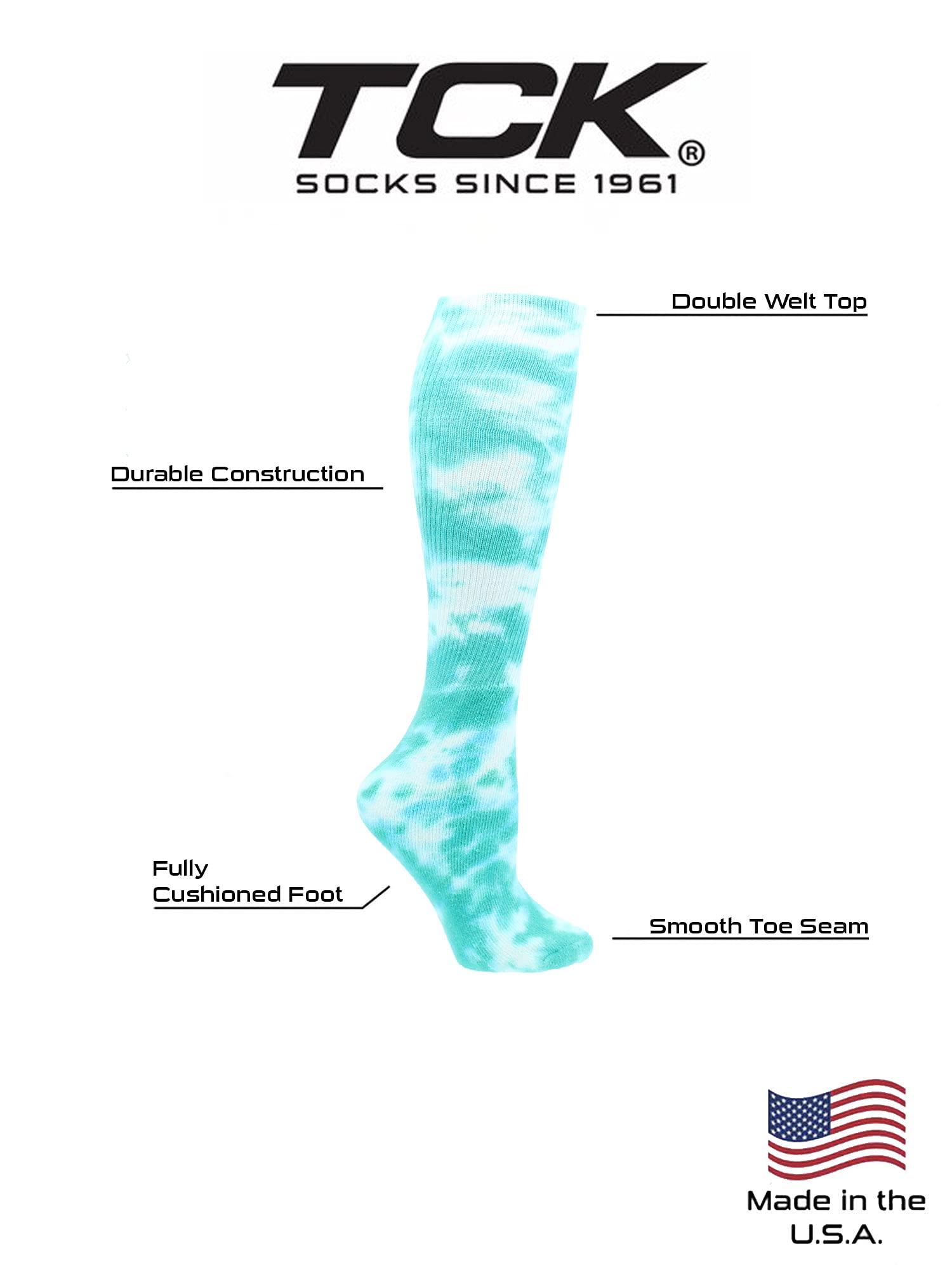 Tie Dye Multisport Tube Socks (Teal/White, Medium)