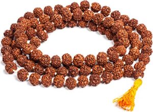 petrichor certified original nepali rudraksha mala with certificate for wearing and japa mala (5 mukhi mala, 108 beads mala rosary garland)