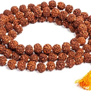 Petrichor Certified Original Nepali Rudraksha Mala with Certificate for Wearing and Japa Mala (5 Mukhi Mala, 108 beads Mala Rosary Garland)