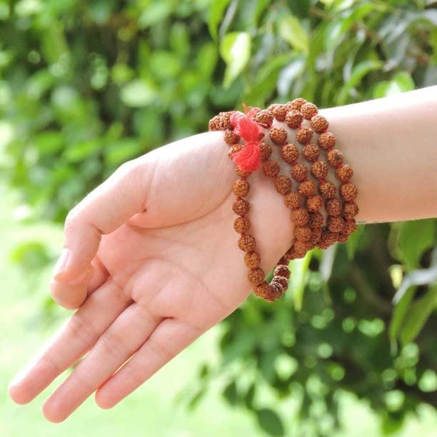 Petrichor Certified Original Nepali Rudraksha Mala with Certificate for Wearing and Japa Mala (5 Mukhi Mala, 108 beads Mala Rosary Garland)