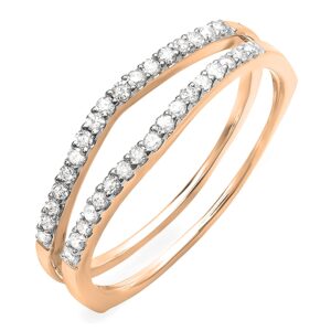 dazzlingrock collection 0.25 carat (ctw) round white diamond enhancer guard wedding band for women in rose gold, size 7