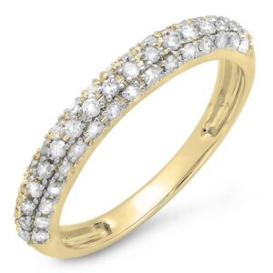 Dazzlingrock Collection 0.45 Carat (ctw) 10k Round White Diamond Stackable Wedding Band for Women 1/2 CT, Yellow Gold, Size 6.5