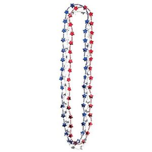 patriotic stars bead necklaces - red, white, blue - 33" (pack of 3) - show off your american spirit - perfect for celebrations & festive events