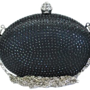 Chicastic Black Rhinestone Crystal Minaudiere Hard Mini Wedding Cocktail Evening Clutch Bag