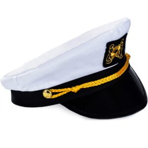 funny party hats yacht captain hat – sailor cap, skipper hat, navy marine hat - costume accessories (captain hat)