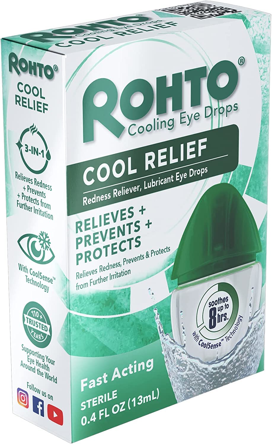 Rohto Cool Redness Relief Eye Drops 0.4 Fl Oz