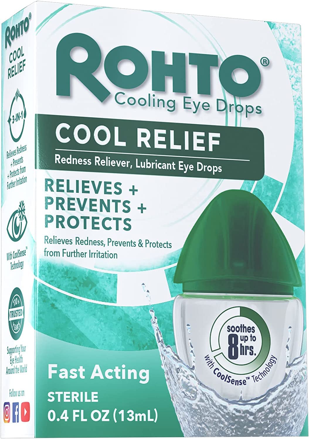 Rohto Cool Redness Relief Eye Drops 0.4 Fl Oz