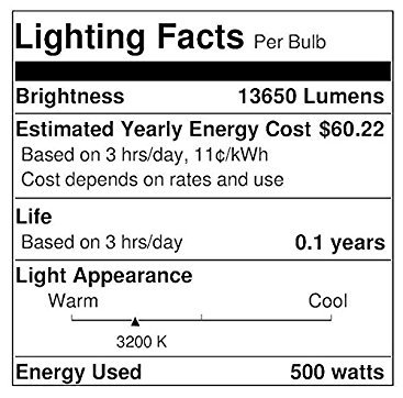 Eiko ECT 120V 500 Watt Inside Frosted Photoflood Lamp Bulb, Pack of 3