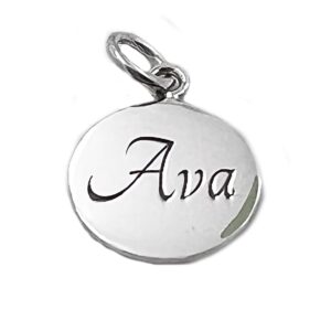 LGU Sterling Silver Polished Personalized Engravable Circle Round Disc Charm Pendant (18 Millimeters)