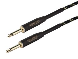 monoprice 1/4-inch ts male to 1/4-inch ts male instrument cable cord - 10 feet - black, 20awg, braided jacket, gold plated - cloth series