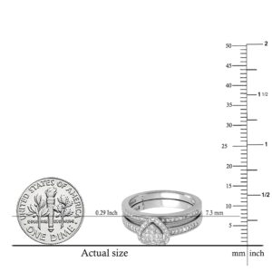 Dazzlingrock Collection 0.23 Carat (ctw) Round White Diamond Heart Shaped Engagement Ring Set for Women in 10K White Gold, Size 7