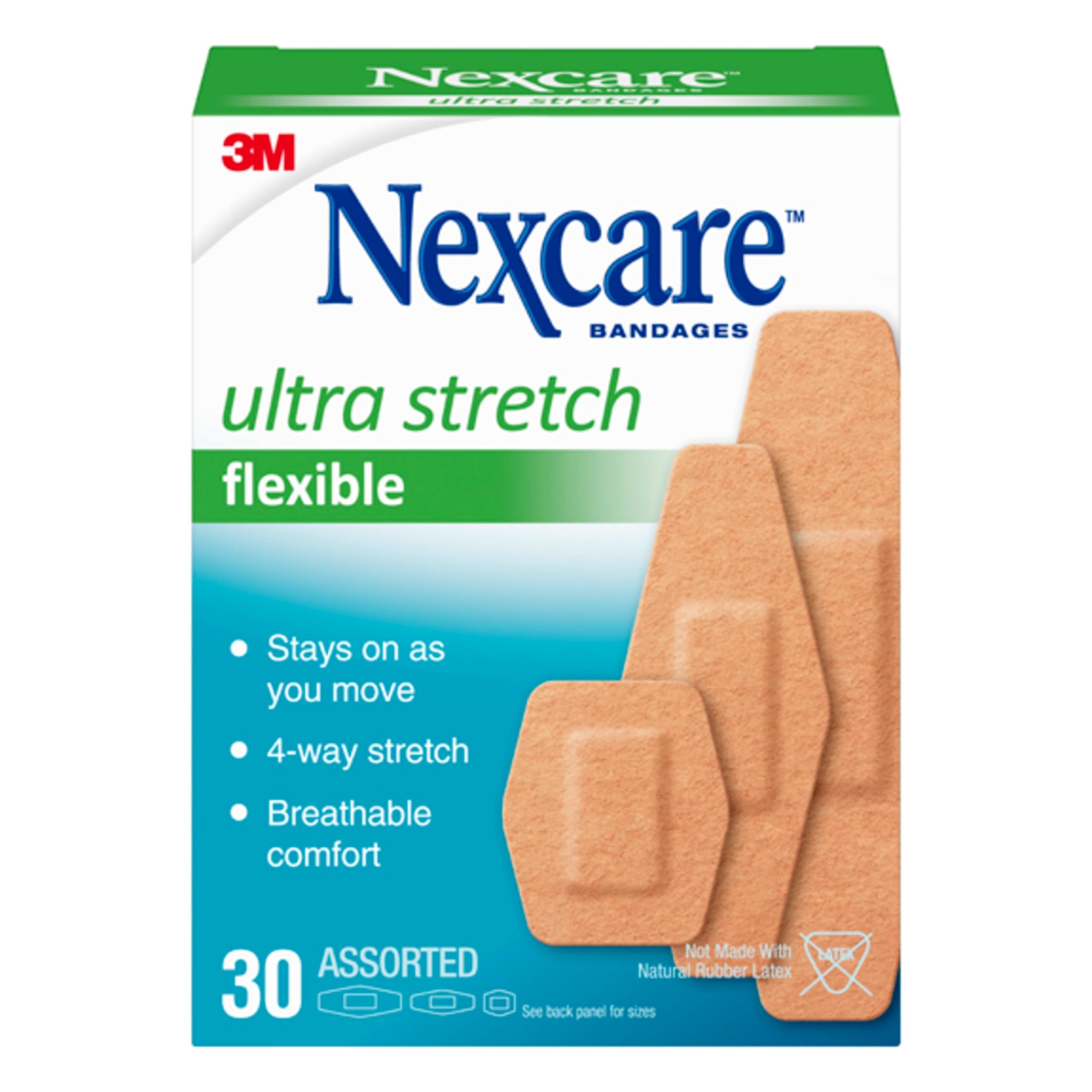 Nexcare Soft 'n Flex Bandage, Assorted Sizes, 30 Count