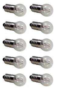 pack of 10 e10 miniature screw base light bulbs, 1.5v / 0.3a